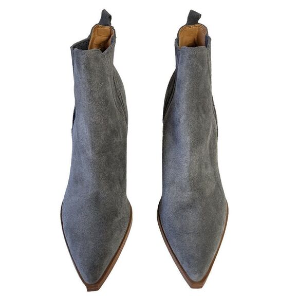 Marc Fisher Gray Suede Pointed Toe Western Block Heel Ankle Boot Size 8.5 - Picture 5 of 16